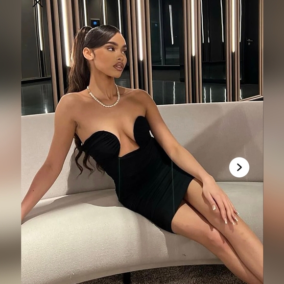 Fashion Nova/ Felicity Mesh Black Midi Dress- W Sz Small - Picture 5 of 9